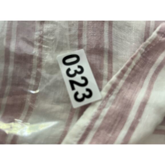 Tahari Tunic Beachy Linen Shirt 1X White Brown Stripe Roll Tab Button Up Casual - Picture 11 of 11